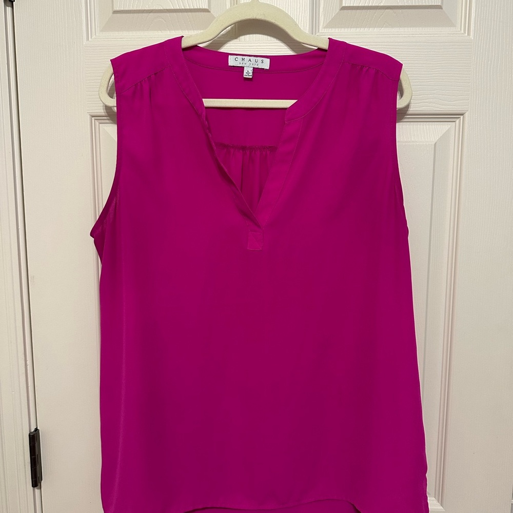 Chaus Pink Sleeveless Blouse V-Neck Lightweight